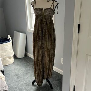 Free People Olive Floral Jumpsuit